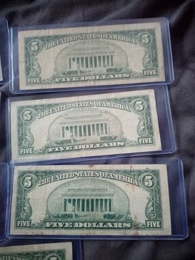Vintage U.S. Five Dollar Bill - Green Back Design